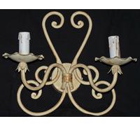 Applique da parete avorio shabby lampada ferro battuto forgiato a mano art.284