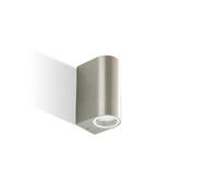Applique in alluminio pressofuso BOBO APPLIQUE DUE LUCI GU10 Dimensioni 6,8x9,2xh15 cm Diffusori in vetro trasparente colore ACCIAIO ACCIAIO