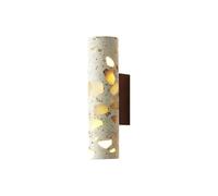 Applique da parete cilindrica moderna nordica con corpo in terrazzo, base in legno massello, lampada da parete tricolore for camera da letto, ingresso, soggiorno, corridoio, scale(1 pack)
