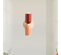 Applique da Parete Classica Moderna per la Casa, E27, Applique da Parete per Bagno, Cilindro, per Interni, con Barra Luminosa da Parete, Stile Crema, Lunga e Lineare, per Comodino, Soggiorno/Rosso+Ros