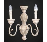Applique da parete classico in legno avorio antico a 2 luci esse 765/a2
