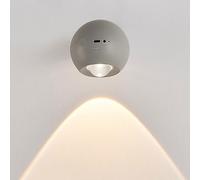 Applique da parete con 3 temperature di colore e 3 livelli di luminosità, batteria ricaricabile, sfera girevole a 360°, interruttore a pulsante per bambini, comodino, armadio/grigio/versione con inter