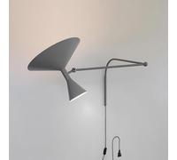 Applique da Parete con Braccio Girevole con Spina E Interruttore, Moderna Lampada da Parete Bianca Regolabile, Lampada da Lettura da Parete con Braccio Lungo Articolato, Luce su E Giù, Grey