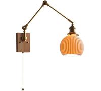 Applique da Parete con Braccio Girevole in Vetro Bianco Latte, Lampada da Lettura da Parete di metà secolo con Interruttore a Tirante, Lampada da Parete con Braccio Girevole cablata per Camera da