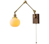 Applique da Parete con Braccio Girevole in Vetro Bianco Latte, Lampada da Lettura da Parete di metà secolo con Interruttore a Tirante, Lampada da Parete con Braccio Girevole cablata per Camera da