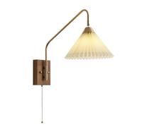 Applique da Parete con Braccio Lungo, Interruttore a Catena, cablata, Stile Fattoria, Vintage, con Paralume in Tessuto Plissettato, Lampada da Parete con Braccio Girevole per Camera da Letto, TAV