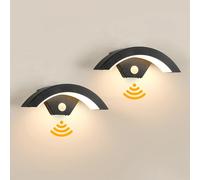 Applique da parete con design ad arco da 2 pezzi, lampada da parete per esterni PIR con sensore di movimento a LED integrato, lampada di sicurezza moderna resistente alle intemperie