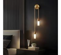 Applique da Parete con Finitura in Ottone e Paralume in Vetro, Applique da Parete Moderna Moderna a 2 luci, Applique in Metallo Dorato con Paralume in Tubo Acrilico e Asta Lunga, per Camera da Letto,