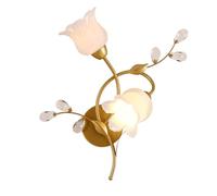 Applique da Parete con Fiori in Stile Pastorale, Applique da Parete in Ferro battuto a 2 luci per Camera da Letto, Illuminazione Interna con Paralume in Vetro, Sinistra