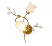 Applique da Parete con Fiori in Stile Pastorale, Applique da Parete in Ferro battuto a 2 luci per lampade da Parete per Camera da Letto, Illuminazione Interna con Paralume in Vetro, Destra