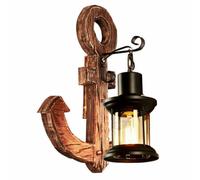 Applique da Parete con Forma ancora Stile Rustico attacco lampada E27 in Legno [EEK: Conforme]