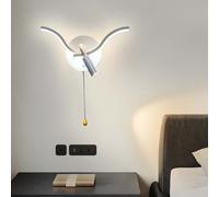 Applique da Parete con Interruttore, faretto da Parete per Interni da 3 W, Applique da Parete a LED da 8 W con Interruttore a Tirante, Lampada da Comodino in Alluminio Girevole a 360°, 3 Colori, MOD