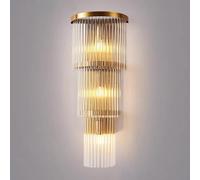 Applique da parete con lampione in cristallo a tre strati, luci in acciaio inossidabile dorato, decorazioni di lusso europee for soggiorno, E14, lanterna for interni, camera letto, corridoio, veranda