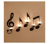 Applique da parete con note musicali nere,portacandele in stile note musicali d'arte vintage,decorazione da parete con note musicali in chiave di violino per portico,regalo di inaugurazione dell