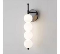 Applique da Parete con Perline di Vetro, Lampada da Comodino con Globo in Vetro Soffiato A Mano, Applique da Parete Minimalista Moderna Nordica per Camera da Letto, Black 5.1x17