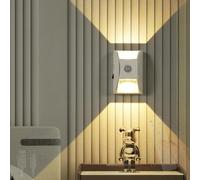 Applique da Parete con sensore di Movimento a LED, Interruttore, Ricaricabile Tramite USB, Telecomando, dimmerabile, Decorazione per Interni in Alluminio per Scale, Soggiorno, Hotel (Bianco)