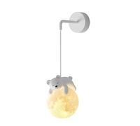 Applique da parete con simpatici animali dei cartoni animati, lampada da parete nordica a globo dimmerabile a 3 colori for cameretta di ragazzi e ragazze, soggiorno(Bear)