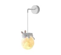 Applique da parete con simpatici animali dei cartoni animati, lampada da parete nordica a globo dimmerabile a 3 colori for cameretta di ragazzi e ragazze, soggiorno(Rabbit)