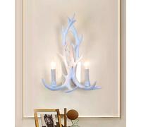Applique da parete corna cervo in resina design country lampada muro rustico E14