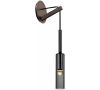 Applique da parete creativa in vetro grigio fumo, lampada da parete in cristallo per bottiglie di birra, lampada da parete cilindrica a tubo lungo, applique da parete in ottone, altezza regolabile,