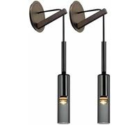 Applique da parete creativa in vetro grigio fumo, lampada da parete in cristallo per bottiglie di birra, lampada da parete cilindrica lunga, applique da parete in ottone, altezza regolabile, illumin