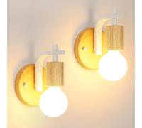 Applique da parete da 2 pezzi, lampada da parete per interni in legno e metallo, lampada da parete vintage E27 per scale della camera da letto del corridoio (lampadina non inclusa)