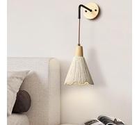 Applique da Parete di metà secolo per Camera da Letto, Paralume in Cemento Grigio, Decorazione Moderna per la casa, Lampada da Parete Rustica in Stile Fattoria, Lampada da Parete a Catena in legn