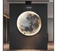Applique da parete dimmerabile a forma di luna, lampada da parete a LED a forma di luna 3D, lampada da parete circolare con spina per comodino da camera da letto e telecomando(100cm)