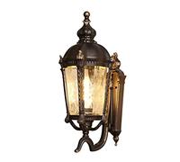 Applique da Parete E27 Edison per Esterni, lampade da Parete, Lanterna da Parete Esterna Romana Marrone, luci da Veranda Impermeabili, Montaggio a Parete con Paralume in Vetro per