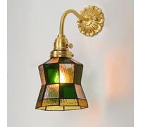 Applique da Parete E27 per Comodino, per Camera da Letto, in Stile Giapponese, in Vetro, con Una Sola Testa, in Ottone, per Sala Lettura,Da da Parete in Vetro Retrò, Apparecchio Di Illuminaziper Cucin