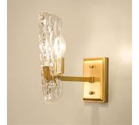 Applique da Parete Europea - E14 1, Applique da Parete Edison in Rame per Soggiorno, Lampada da Parete Moderna in Vetro di Rame per Interni, Specchio da toeletta in Stile Americano, Applique da Como