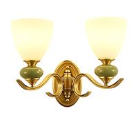 Applique da parete europea Elegance Eleganza Applique da parete Doppia Bianco Bianco Glassato Lampada da parete Lampada da parete Verde in ceramica Decorata in ceramica Tutta la parentesi di rame E27