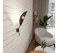 Applique da Parete in Acciaio e Tessuto LOTUS K1 Nero E14