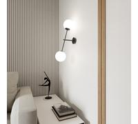 Applique da Parete in Acciaio e Vetro LINEAR K2 Nero 2xE14