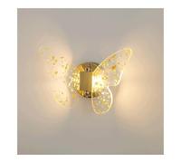 Applique da parete in acrilico dorato con base in metallo, a forma di | farfalla, lampada da comodino a LED per camera da letto, soggiorno, camera delle ragazze, luce calda