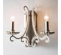 Applique da parete in argento spazzolato a 2 luci V-itage Lampada da parete in cristallo V-intage Moderna applique da parete a candela, illuminazione a soffitto