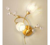 Applique da Parete in Cristallo in Stile Pastorale, Applique da Parete a 2 luci con Fiori per luci da Parete per Camera da Letto, Illuminazione Interna con Paralume in Vetro, Destra