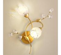 Applique da Parete in Cristallo in Stile Pastorale, Applique da Parete a 2 luci con Fiori per luci da Parete per Camera da Letto, Paralume in Vetro per Illuminazione Interna, Sinistra