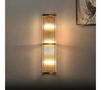 Applique da parete in cristallo mezzo cilindro Lampada da bagno moderna in oro Lampada da parete a tubo lungo metà secolo, Apparecchio di illuminazione da parete in acciaio inossidabile E14 per camera