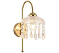 Applique da Parete in Cristallo per Interni E27, luci da Parete Decorative in Metallo retrò con Paralume in Acrilico, Pendente in Cristallo per Camera da Letto, Soggiorno, corridoio, Ristorante