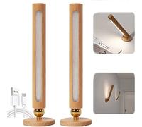 Applique da parete in legno a LED magnetici dimmerabili con interruttore touch control, applique girevole a 360° per interni, ricaricabile tramite USB, illuminazione staccabile per camera da letto e c