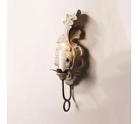 Applique da Parete in Legno Bianco Antico Stile Fattoria, Stile Francese, Stile Candela, Lampada da Parete a LED, Lampada da Parete Vintage per Bagno, Lampada da Comodino, Camera da Letto, soggio