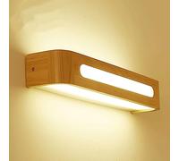 Applique da Parete in Legno in Stile Giapponese con Paralume in Acrilico, Moderna Luce Frontale a LED per Specchio da Bagno, Applique da Parete con Illuminazione a 360°, luci Decorative per Inter