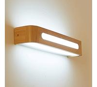 Applique da Parete in Legno in Stile Giapponese con Paralume in Acrilico, Moderna Luce Frontale a LED per Specchio da Bagno, Applique da Parete con Illuminazione a 360°, luci Decorative per Inter