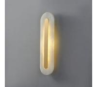 Applique da Parete in Marmo lineare Lungo in Rame, Moderna e contemporanea, con dimmer, Lampada da Parete a LED, Grande apparecchio di Illuminazione in Vetro alabastro Bianco per Camera da Letto,