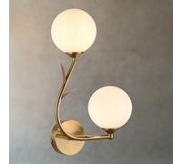 Applique da parete in metallo bronzo con due sfere opache dettaglio foglia 2XG9