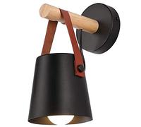 Applique da parete in Metallo Legno E27 Retro Lampada da parete in Ferro Camera da Letto Corridoio d'albergo soggiorno Ristorante Moderno illuminazione da parete,Lampada da parete semplice, Nero