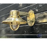 Applique da parete in ottone antico vintage deco marittimo con paralume - pic...