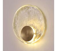 Applique da parete in ottone creativo, lampada da parete in rame H65 con applique da parete con paralume in cristallo a disco, applique da comodino per camera da letto semplici, lampade decorative mod