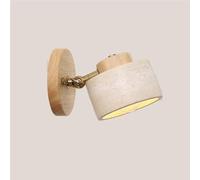 Applique da Parete in Pietra Naturale, Lampada da Parete con Base in Legno Giapponese, Illuminazione da Parete cablata per Camera da Letto, Soggiorno, Comodino (Tronco)